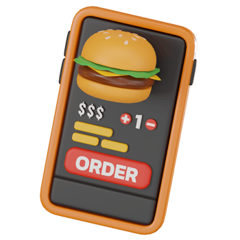 3D Render Online Food Order for Modern App Design Icon Illustration png