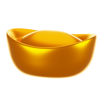 3d rendering gold ingot icon. Chinese new year icon concept png