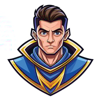 a male character with blue and gold armor vector