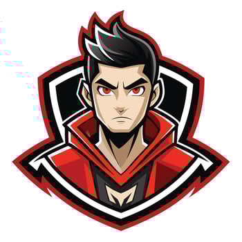 a male character with black hair and red cape vector