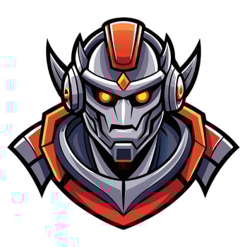 a robot head with red eyes and a helmet vector