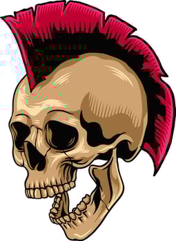 Skull Head Punk World Rock Day Cartoon Illustration vector