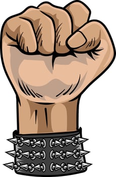 Hand gesture fist punching the air cartoon illustration vector