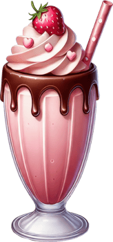 Chocolate Strawberry Ice Cream Sundae with Whipped Cream and Cherries png