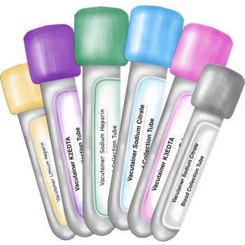 Different types of vacutainer blood collection tubes, which contain different anticoagulants png