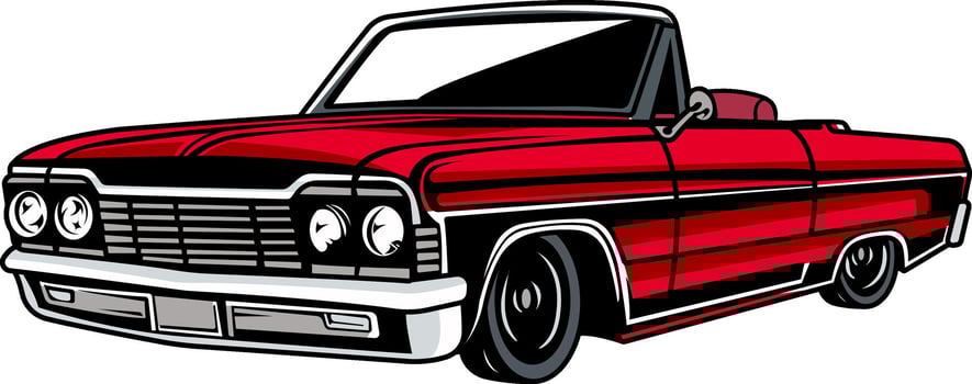 Red Muscle Cabriolet Car Cartoon Illustration vector