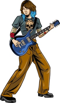 Woman playing Guitar World Rock Day Cartoon Illustration vector