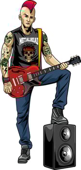 Punk Man playing Guitar World Rock Day Cartoon Illustration vector