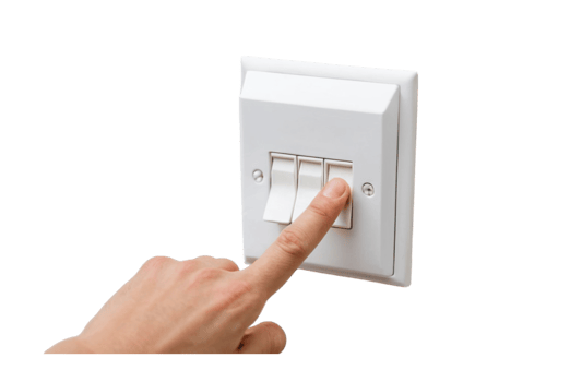 A hand by electric switch button touches png