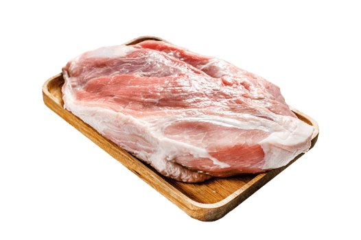 fresh pork cuts. Raw meat with spices. shoulder butt part. Gray background. Top view. Space for text png