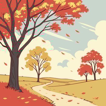 Autumn landscape illustration vector