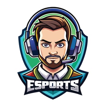 esports logo with a man in headphones vector