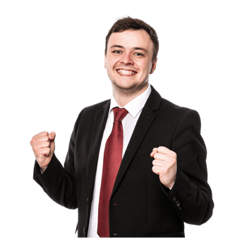 A Happy Businessman in Formal Attire Celebrating Big Wins png
