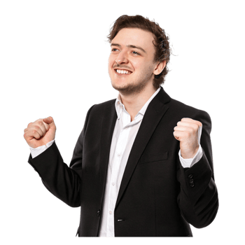 Happy Businessman in Formal Wear Celebrating Big Wins png