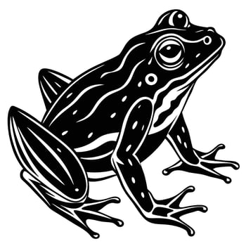 a black and white illustration of a frog vector