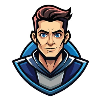 a male avatar with blue eyes and a blue shirt vector