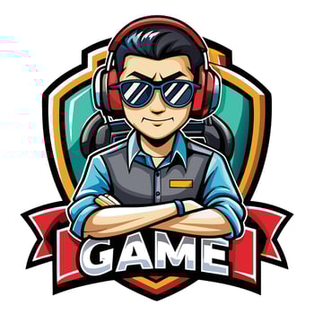 a cartoon character wearing sunglasses and a headset vector