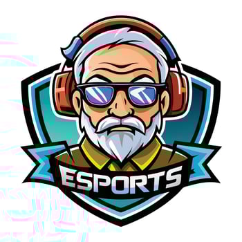 an old man with glasses and a beard wearing headphones and a headset vector