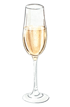 Watercolor champagne glass isolated png