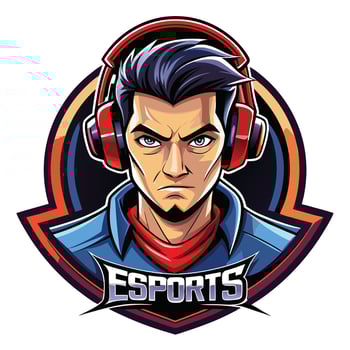 esports logo with a man in headphones vector