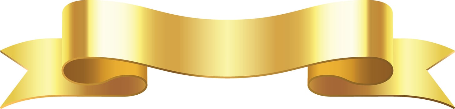 Shiny golden ribbon banner waving freely on white background, perfect for celebrations, awards, or festive decorations, adding a touch of elegance and prestige vector