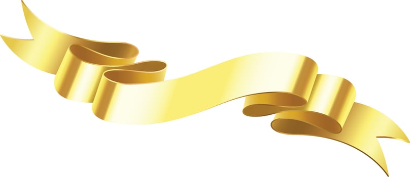 Golden ribbon waving with elegance and sophistication, creating a sense of luxury and celebration, perfect for adding a touch of glamour to any design vector