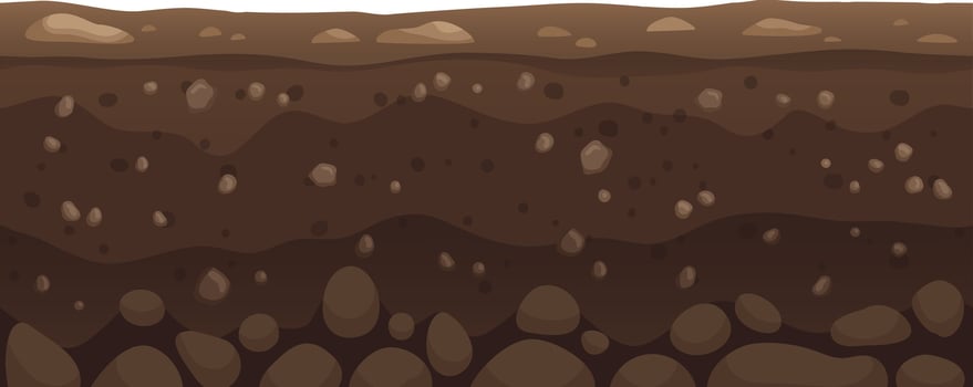 Seamless ground layers showing different textures of soil and rocks underground, useful for illustrating the composition of terrain for educational purposes vector
