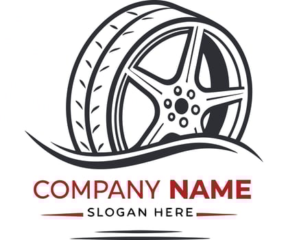 A car wheel logo with a wave vector
