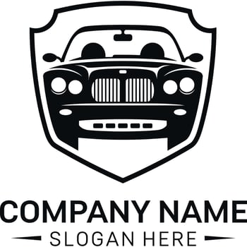 Car logo template with a black and white car vector