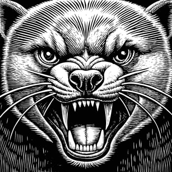 a black and white illustration of a panther head vector