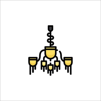 A chandelier with a yellow light bulb vector