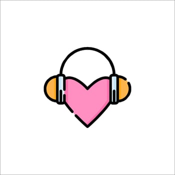 Heart with headphones icon vector