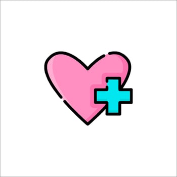 A pink heart with a blue cross on it vector