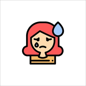 A woman with red hair and a tear drop icon vector