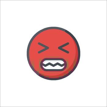 An angry red emoticion icon vector