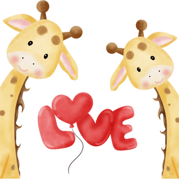Giraffe with love cartoon png