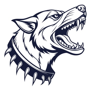 the head of a wolf with its mouth open vector