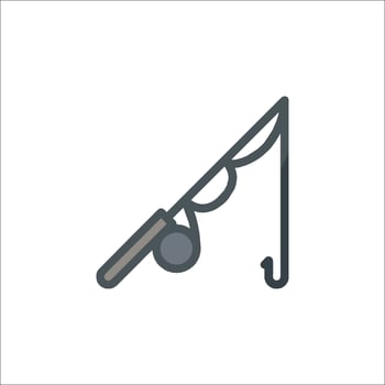 Fishing rod icon, line icon, illustration vector