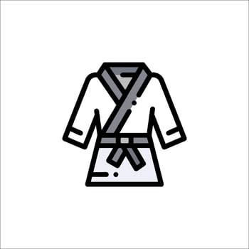 A black and white illustration of a karate robe vector