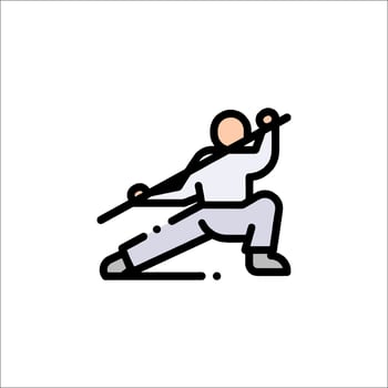 A man in a white shirt is holding a stick vector