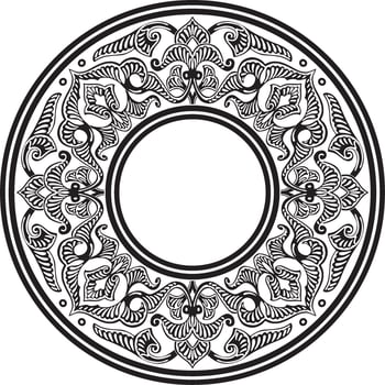 monochrome round oriental ornament. Arabic patterned circle of Iran, Iraq, Turkey, Syria. Persian frame, border. For sandblasting, laser and plotter cutting. vector