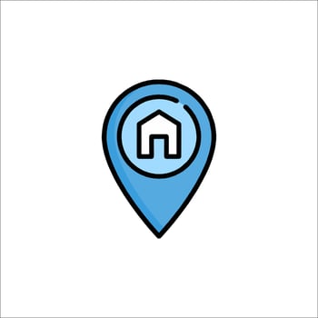 A house icon on a map pointer vector