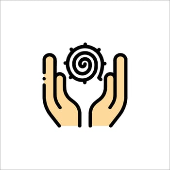 Two hands holding a spiral icon vector