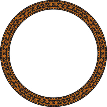 round orange classic frame. Greek wave meander. Patterns of Greece and ancient Rome. Circle european border vector