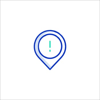 A map pin with an exclamation mark on it vector