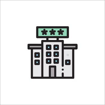 A hotel building with five stars on it vector