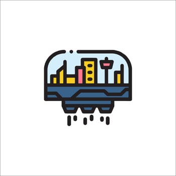 A city in a glass dome with rain drops vector