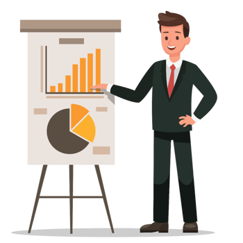 businessman with chart on a board png