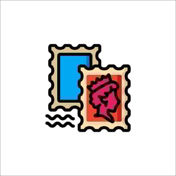 A postage stamp with a queen on it vector