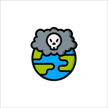 A skull and cloud on the earth with a skull on it vector